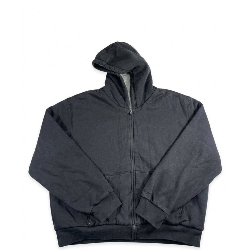 Hollister Mens Medium Gray Sherpa Lined Full Zip Hoodie Jacket Faux Fur Warm
